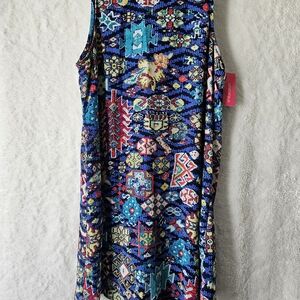 Xhilaration Navy Multi-Color Printed Dress